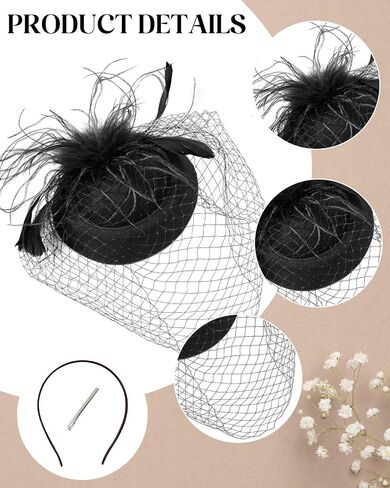 قبعات Century Star Hats for Women 2025 Kentucky Hat Derby Mesh Feather Tea Hat مع عقال ومقطع in Saudi Arabia