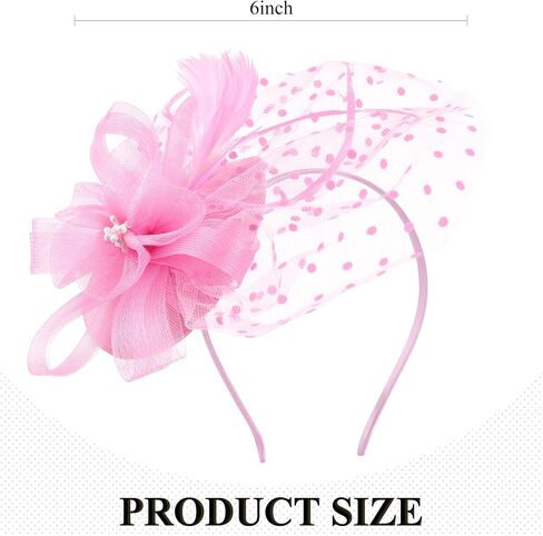 قبعة شاي شاي الفتيات - Mini Pink Derby 2025 Feather Mesh Mesh Factorators مع مقطع شعر ، كنتاكي 1920s في فيكتوريا للسيدات للسيدة فتاة كوكتيل أزياء كنيسة الحزب in Kuwait