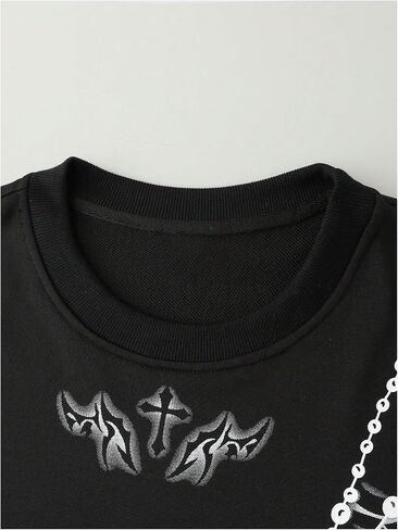 Wdirara Men Graphic Cross Print Long Sweeve Sweetshirts Crew Neck Tops Streetwear in Kuwait