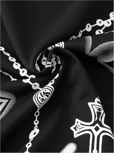 Wdirara Men Graphic Cross Print Long Sweeve Sweetshirts Crew Neck Tops Streetwear in Kuwait