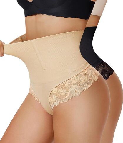 Neability 2 Pack Tummy Control Control Wear for Women Thong Intondies Banties Seamless Brans Burns Recial in Kuwait