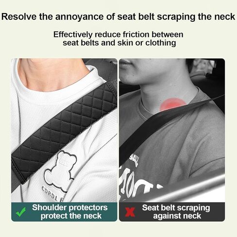 Mandark Car Seat Belt Cover, 2PCS Soft Comfort Vehicle Seatbelt Protection Pad for Safety Driving, Automotive Interior Harness Neck Shoulder Strap Protector Accessories, Universal Fit (Black) in Saudi Arabia
