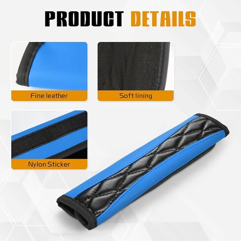 2PCS Car Seat Belt Cover Pad, Soft Leather Seatbelt Covers for Car, Seatbelt Protector for Shoulder & Neck, Universal Seat Belt Shoulder Strap Covers for Kids and Adults (Blue) in Kuwait