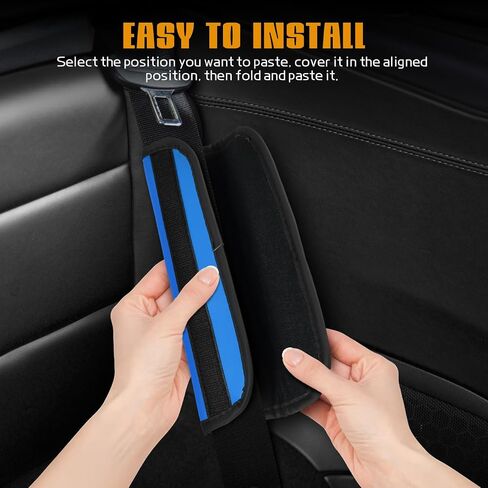 2PCS Car Seat Belt Cover Pad, Soft Leather Seatbelt Covers for Car, Seatbelt Protector for Shoulder & Neck, Universal Seat Belt Shoulder Strap Covers for Kids and Adults (Blue) in Kuwait