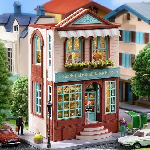 DIY Miniature House Kit, CUTEROOM Wooden Dollhouse Kit Mini House Making Kit with Furnitures, DIY Dollhouse Kit Birthday Gift for Women and Girls (Gift Shop) in Kuwait