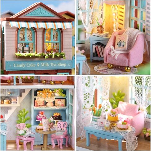 DIY Miniature House Kit, CUTEROOM Wooden Dollhouse Kit Mini House Making Kit with Furnitures, DIY Dollhouse Kit Birthday Gift for Women and Girls (Gift Shop) in Kuwait