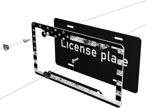 Baseball License Plate Frame Retro - Baseball Ball Texture License Plate Covers Aluminum Metal Cute Auto Car Tag Holder with 2 Holes Equipped with Screws for Men Women in Kuwait