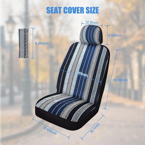 Nilight Car Seat Covers 2PCS Black Stripes Baja Saddle Blanket with Shoulder Pads Breathable Washable Striped Woven Airbag Compatible Universal for Cars SUV Truck Front Seat in Saudi Arabia