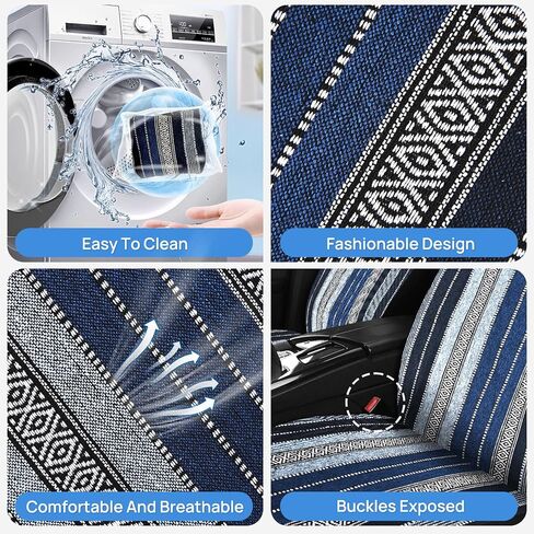 Nilight Car Seat Covers 2PCS Black Stripes Baja Saddle Blanket with Shoulder Pads Breathable Washable Striped Woven Airbag Compatible Universal for Cars SUV Truck Front Seat in Saudi Arabia