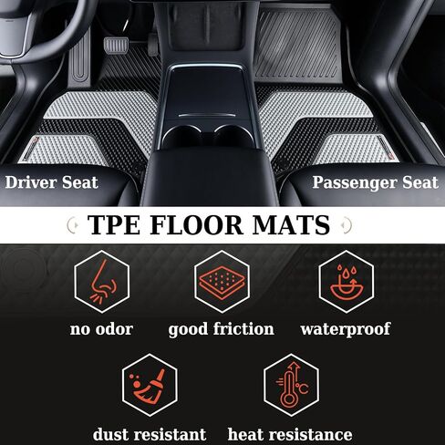 Coverado Floor Mats FrontPair, Cargo Liners Compatible with Tesla Model Y 2024 2023 2022 2021 2020, All Weather TPE Cargo Liner Floor Liners, Trunk Floor Mat BlackGray Two-Tone(2pcs) in Kuwait
