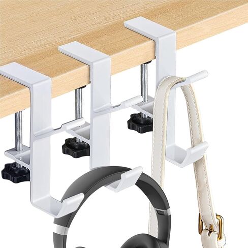 3PCS Desk Mount Bag Holder Hook Clamp,On Backpack Hanger Portable Desk Mount Headphones Holder for Reduce Desk Clutter Table Desk Table Hanging Storage (3Black, 3) in Saudi Arabia