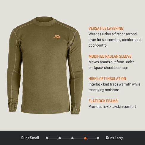 أول قميص طاقم طاقم Lite Lite Lite Long -Sleeve - Merino Wool Midweight Camo Hunting Base ، Johns Johns Long ، Midweight in Kuwait