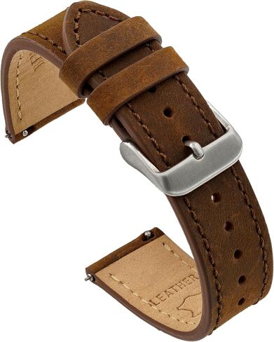 Benchmark Leather Watch Band - Crazy Horse Leather Watch Straps for Men & Women - Stainless-Steel Buckle & Quick Release Spring Bars - Choice of Color - 18mm, 20mm, or 22mm Widths in Kuwait