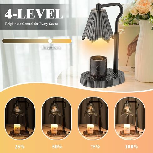Candle Warmer Lamp with Adjustable Height - Flameless 4-Level Dimmable Wax Warmer, Timer Function & Stylish Design in Multiple Colors（Black） in Saudi Arabia