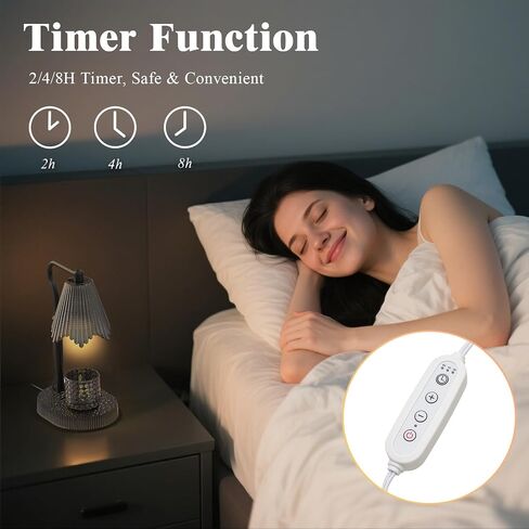 Candle Warmer Lamp with Adjustable Height - Flameless 4-Level Dimmable Wax Warmer, Timer Function & Stylish Design in Multiple Colors（Black） in Saudi Arabia
