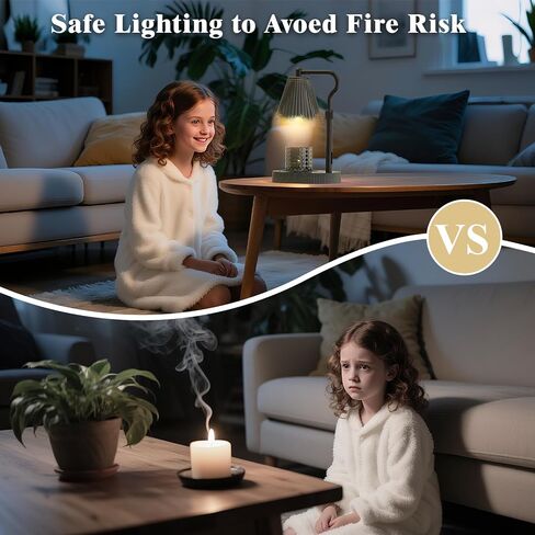 Candle Warmer Lamp with Adjustable Height - Flameless 4-Level Dimmable Wax Warmer, Timer Function & Stylish Design in Multiple Colors（Black） in Saudi Arabia