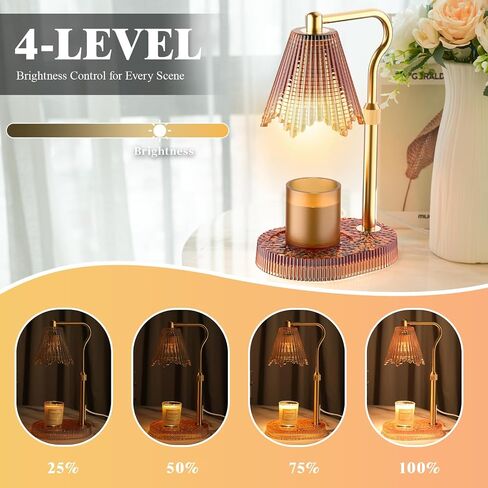 Candle Warmer Lamp with Adjustable Height - Flameless 4-Level Dimmable Wax Warmer, Timer Function & Stylish Design in Multiple Colors（Black） in Saudi Arabia