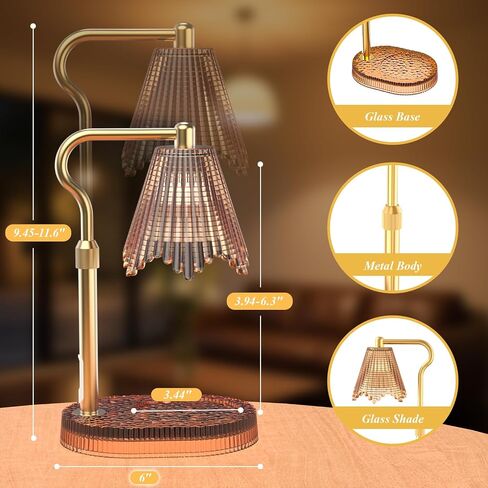 Candle Warmer Lamp with Adjustable Height - Flameless 4-Level Dimmable Wax Warmer, Timer Function & Stylish Design in Multiple Colors（Black） in Saudi Arabia