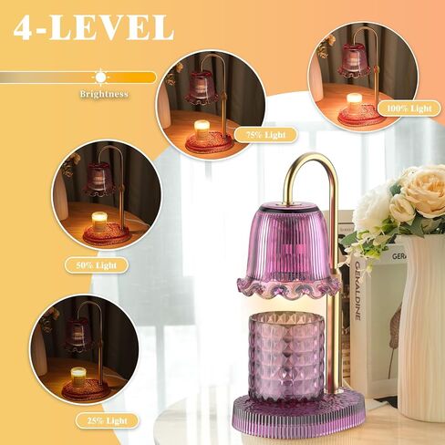Candle Warmer Lamp with Adjustable Height - Flameless 4-Level Dimmable Wax Warmer, Timer Function & Stylish Design in Multiple Colors (Blue) in Saudi Arabia