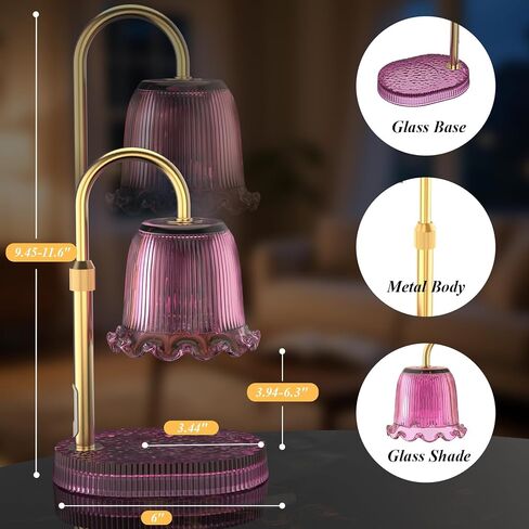 Candle Warmer Lamp with Adjustable Height - Flameless 4-Level Dimmable Wax Warmer, Timer Function & Stylish Design in Multiple Colors (Blue) in Saudi Arabia