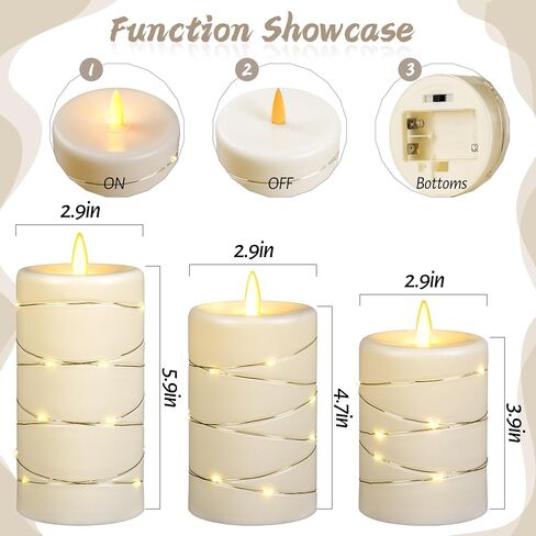 Da by Flameless Candle with Recessed Fairy Lamp, Dynamic Flame Candle Battery Powered with Timer & Remote Control 3-Piece Set in Saudi Arabia