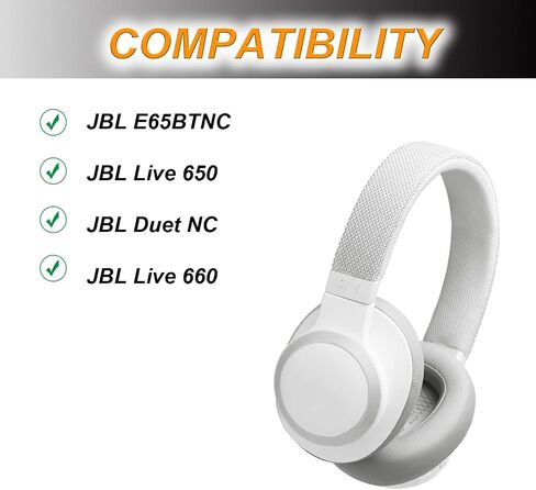 JBL E65 Replacement Ear Pads for JBL E65 (E65BT E65BTNC)/Live 650 (650NC 650BTNC)/Live 660 (660NC 660BTNC)/Duet NC Over-Ear Headphones, Earpads Cushions with Softer Leather (Black) in Saudi Arabia