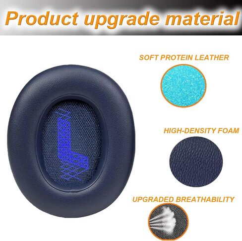 JBL E65 Replacement Ear Pads for JBL E65 (E65BT E65BTNC)/Live 650 (650NC 650BTNC)/Live 660 (660NC 660BTNC)/Duet NC Over-Ear Headphones, Earpads Cushions with Softer Leather (Black) in Saudi Arabia