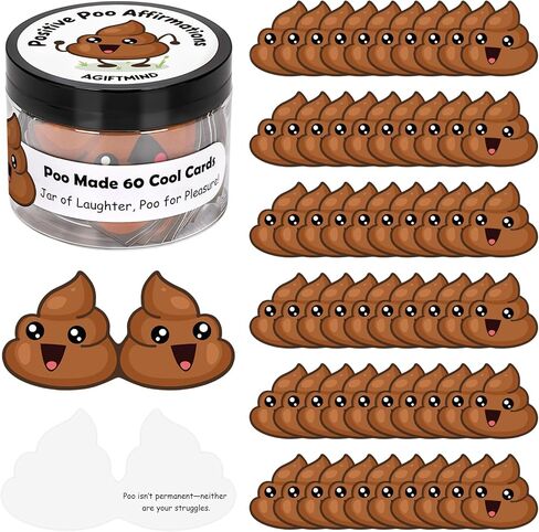 60 PCS Positive Poo Affirmation Cards for Women Daily Positive Messages in A Decorative Jar Poop Gifts for Birthday Men Friends Coworkers Graduation Gifts for Her(PositivePoo, 60pcs) in Saudi Arabia
