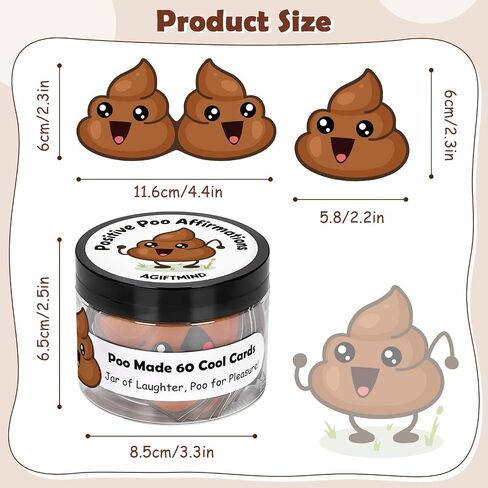 60 PCS Positive Poo Affirmation Cards for Women Daily Positive Messages in A Decorative Jar Poop Gifts for Birthday Men Friends Coworkers Graduation Gifts for Her(PositivePoo, 60pcs) in Saudi Arabia