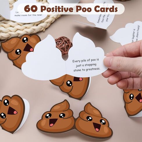 60 PCS Positive Poo Affirmation Cards for Women Daily Positive Messages in A Decorative Jar Poop Gifts for Birthday Men Friends Coworkers Graduation Gifts for Her(PositivePoo, 60pcs) in Saudi Arabia