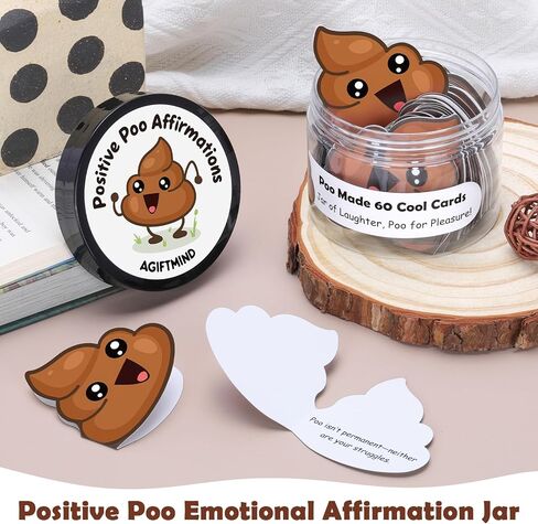 60 PCS Positive Poo Affirmation Cards for Women Daily Positive Messages in A Decorative Jar Poop Gifts for Birthday Men Friends Coworkers Graduation Gifts for Her(PositivePoo, 60pcs) in Saudi Arabia