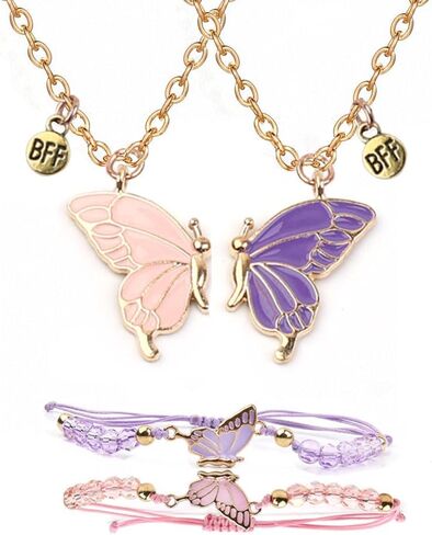 Butterfly Friendship Necklaces and Bracelets BFF Matching Jewelry for 2 Best Friends in Saudi Arabia