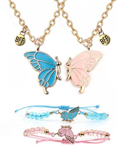 Butterfly Friendship Necklaces and Bracelets BFF Matching Jewelry for 2 Best Friends in Saudi Arabia