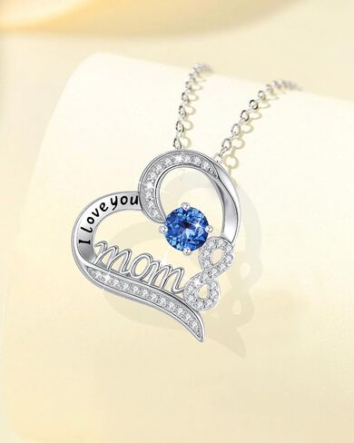 Mom Necklace for Plus-Size Women with 20'' + 6'' Adjustable Chain, S925 Sterling Silver May Birthstone Emerald Heart Necklaces, Mothers Day Birthday Gift from Daughter Son to Mom Wife Grandma in Saudi Arabia
