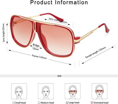 Retro Aviator Sunglasses for Women Men Oversized 70s 90s Square Womens Mens Sunnies AP3683 in Kuwait