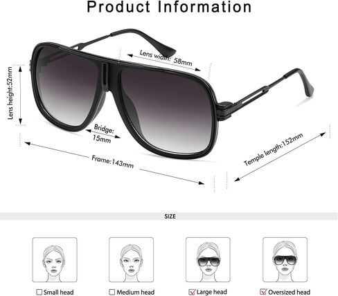 Retro Aviator Sunglasses for Women Men Oversized 70s 90s Square Womens Mens Sunnies AP3683 in Kuwait