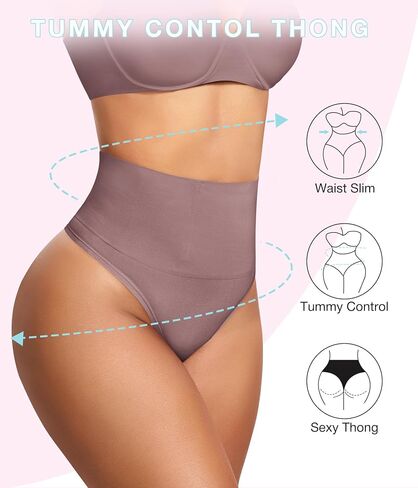 Eleady Thong Shapewear Tummy Control - 2 Piece Mid-Waist Compression Underwear Women Seamless Butt Lifting Panties in Saudi Arabia