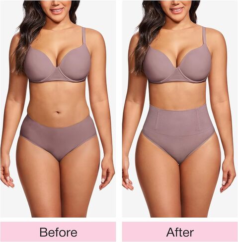 Eleady Thong Shapewear Tummy Control - 2 Piece Mid-Waist Compression Underwear Women Seamless Butt Lifting Panties in Saudi Arabia