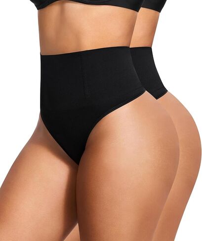 Eleady Thong Shapewear Tummy Control - 2 Piece Mid-Waist Compression Underwear Women Seamless Butt Lifting Panties in Saudi Arabia