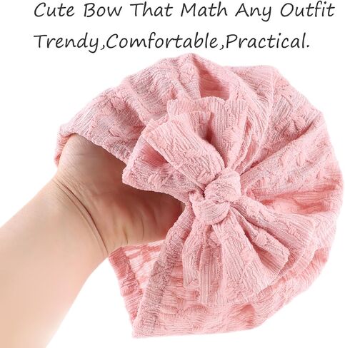 Peecabe Cotton Newborn Baby Girl Hospital Hat Infant Caps Bow Baby Beanie Hats for Girls Spring Summer 0-36 Months in Kuwait