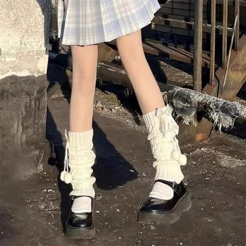 Leg Warmers for Women Y2k Harajuku Ribbed Knitted Long Socks for Girls Lolita Kawaii Boot Socks Gyaru Accessories in Saudi Arabia