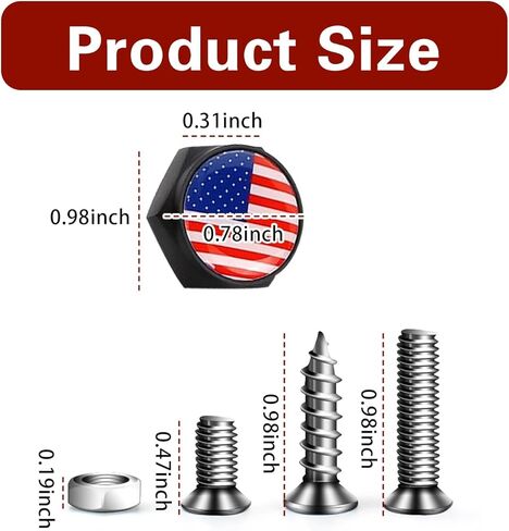 4 PCS License Plate Screws, American Flag License Plate Bolts Decorative Kit, USA Flag License Plate Screw Caps, Rustproof License Plate Fasteners for Most Cars (Black&Colorful) in Kuwait