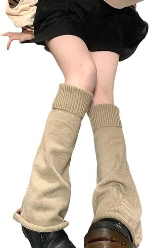 Leg Warmers for Women Y2k Harajuku Ribbed Knitted Long Socks for Girls Lolita Kawaii Boot Socks Gyaru Accessories in Saudi Arabia