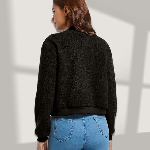 YSW Womens Cropped Bomber Jacket Baseball Varsity Jacket Casual Jackets with Pockets Button Down Chaquetas de Mujer in Saudi Arabia
