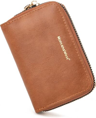 Montana West Rfid Card Holder For Women Compact Credit Card Case Small Card Wallet with Zipper For Female Ladies Lightweight & Easy to Carry in Saudi Arabia