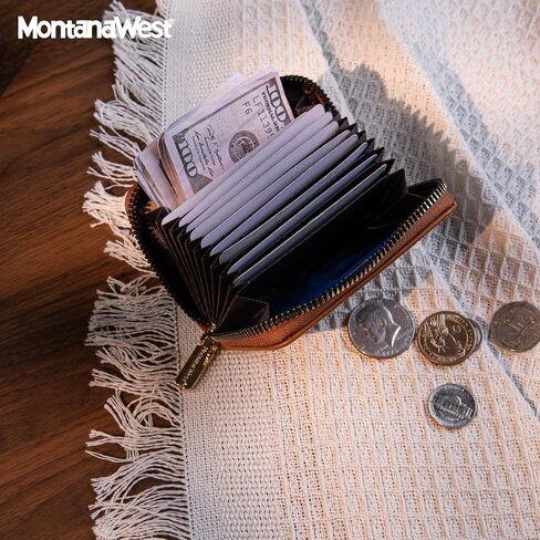 Montana West Rfid Card Holder For Women Compact Credit Card Case Small Card Wallet with Zipper For Female Ladies Lightweight & Easy to Carry in Saudi Arabia