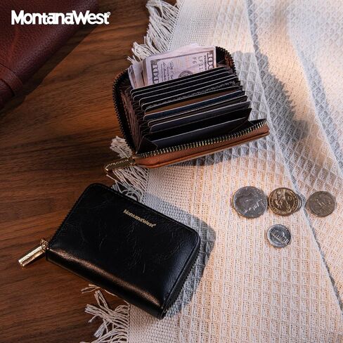 Montana West Rfid Card Holder For Women Compact Credit Card Case Small Card Wallet with Zipper For Female Ladies Lightweight & Easy to Carry in Saudi Arabia