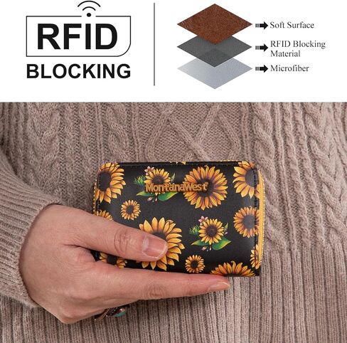Montana West Rfid Card Holder For Women Compact Credit Card Case Small Card Wallet with Zipper For Female Ladies Lightweight & Easy to Carry in Saudi Arabia