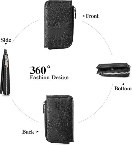 GAEKEAO Small Credit Card Holder Wallet for Women RFID Leather Slim Wristlet Keychain Wallets With Zipper Pocket in Saudi Arabia