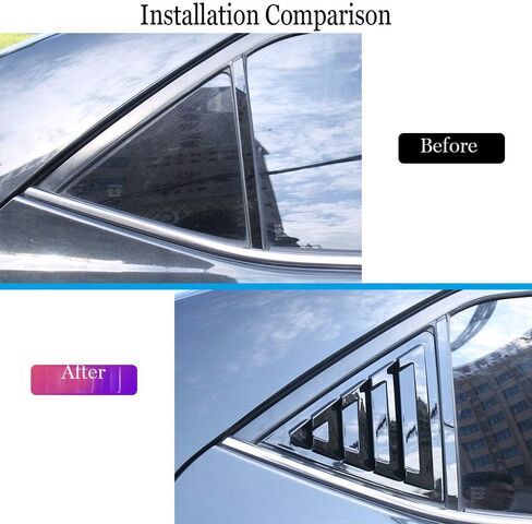ABS Rear Side Window Louvers Air Vent Scoop Shades Cover Blinds Trim for Toyota Corolla Sedan 2013 2014 2015 2016 2017 2018（Bright Black） in Kuwait